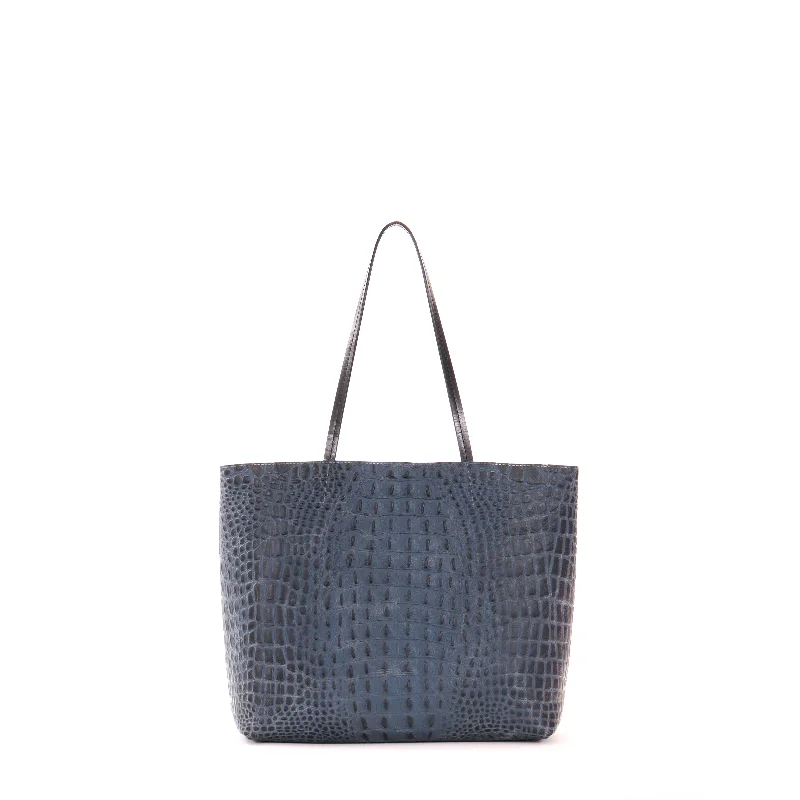 Chic And Edgy ESSENTIAL TOTE NAVY EMBOSSED CROC High-End Handbags At Affordable Prices