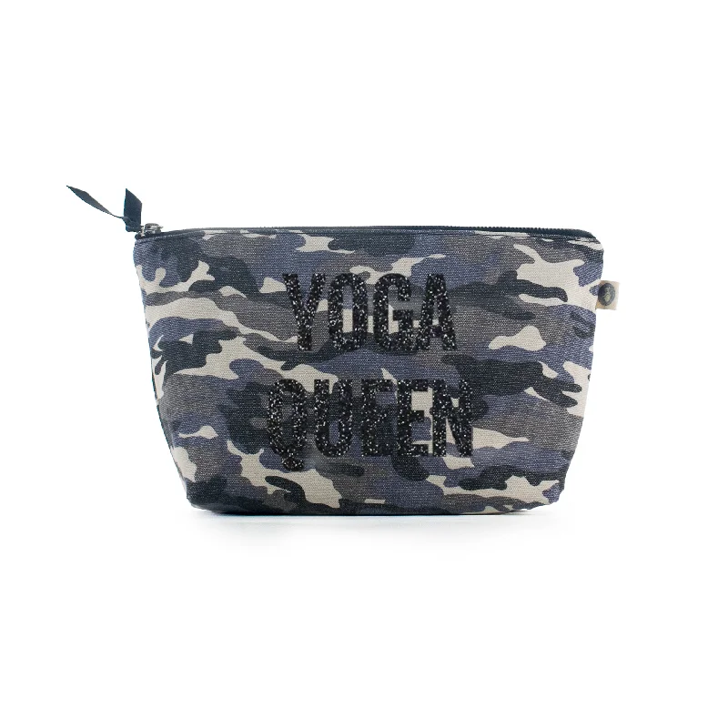 Evening Events Grey Camouflage Clutch with Black Glitter Yoga Queen Luxury Handbags, Budget-Friendly