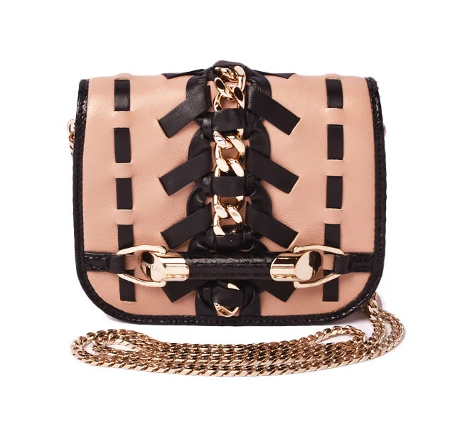 Absurdly Cheap Sale Jimmy Choo Leather Chain Crossbody Bag Beige Pink/Black Designer-Inspired Bags, Best Prices