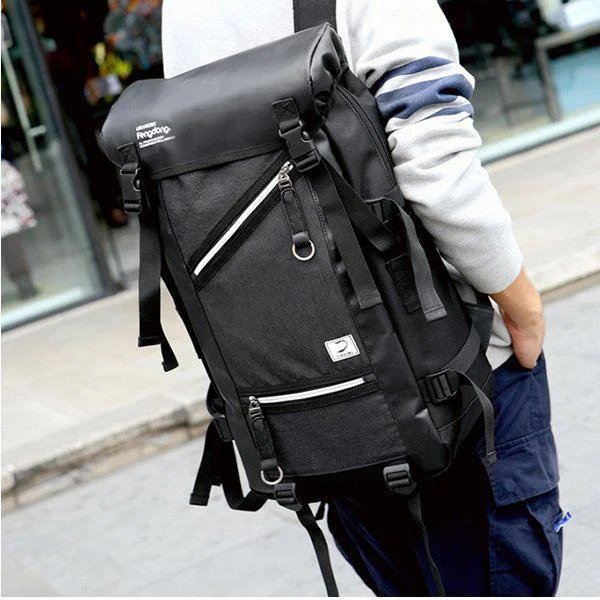 Black Oxford Large Capacity Waterproof Backpack Outdoor Mountain Climbing Bag For Men