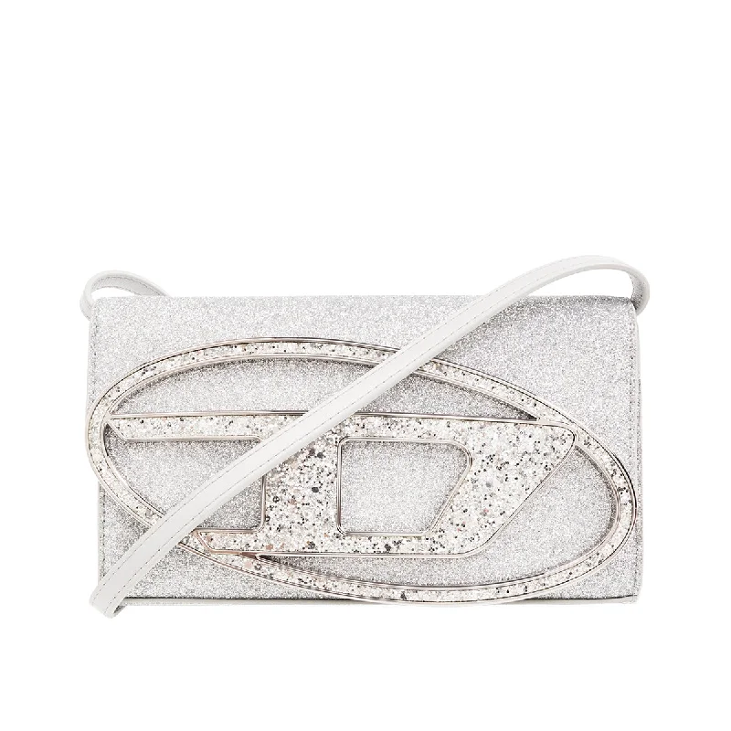 Diesel Silver ‘1dr’ Wallet With Shoulder Strap Trendy Purses, Limited Offer