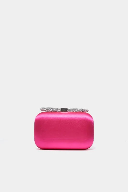 Fuchsia Ada Crystal Bow Clutch