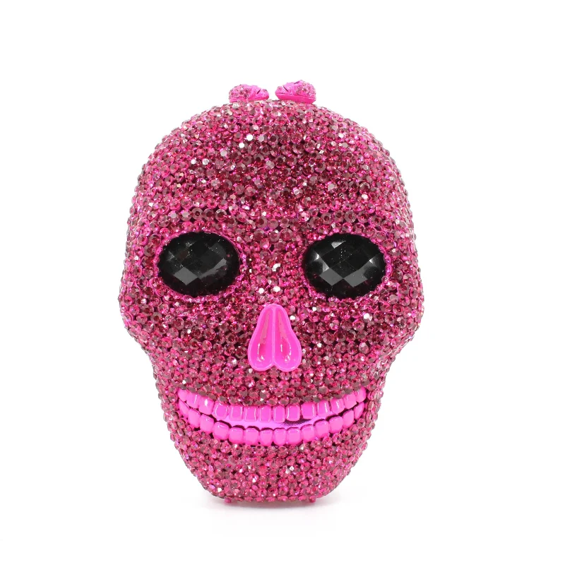 Fuchsia Skull Head Clutch