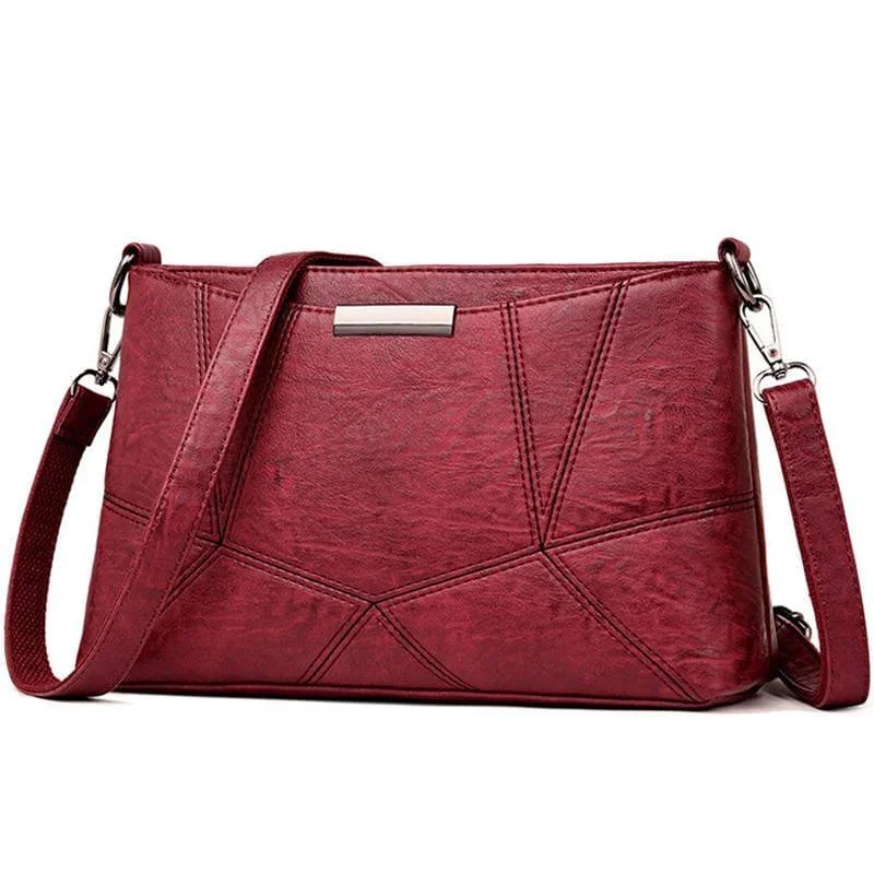 Genuine Leather Handbags Pigskin Patchwork Flap Crossbody Bag