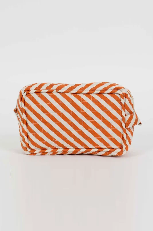 Medium Diagonal Toiletry Bag (Orange/White)