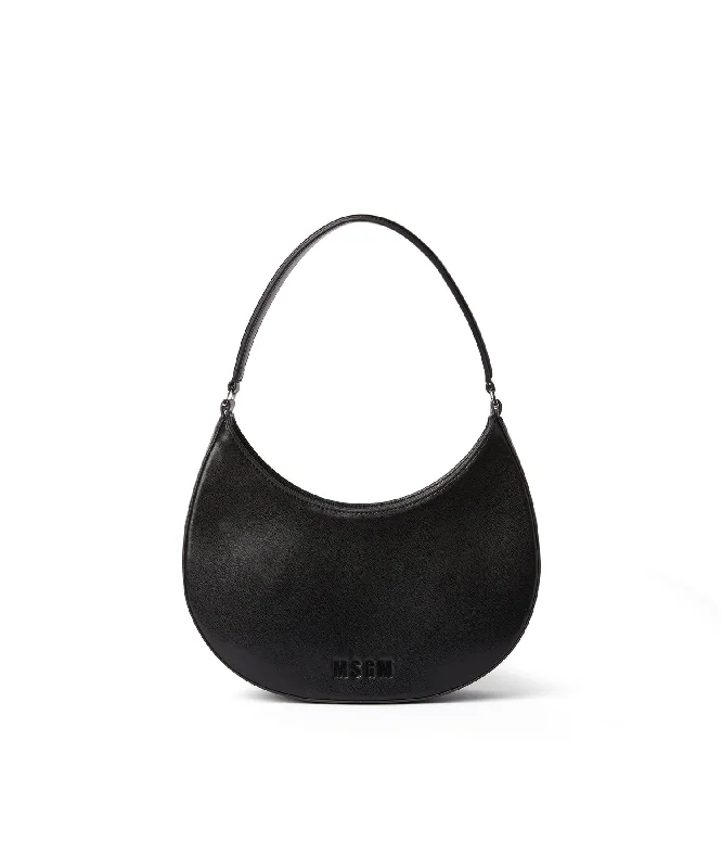 Opaque faux leather small "Hobo" shoulder bag Black