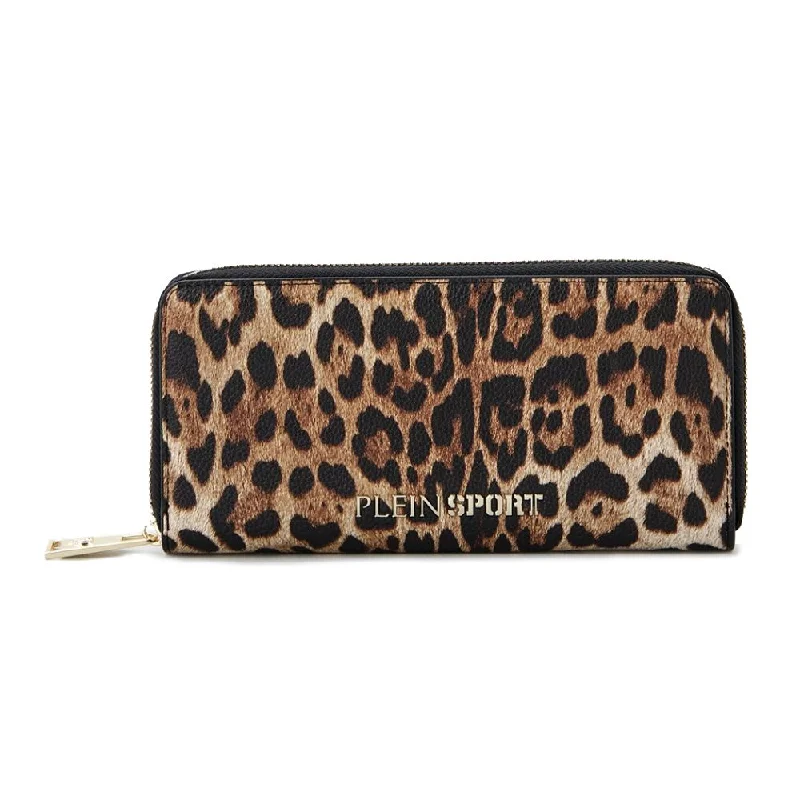 Plein Sport Sleek Designer Zipper Wallet with Gold Accents Upgrade Your Look With Our Bag Sale