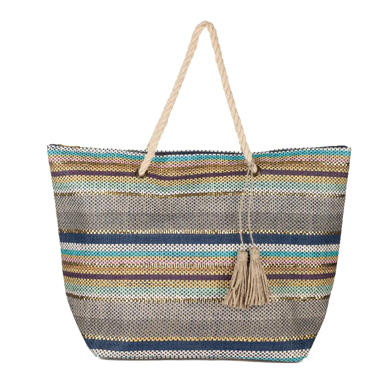 Striped Paper Lurex Tote