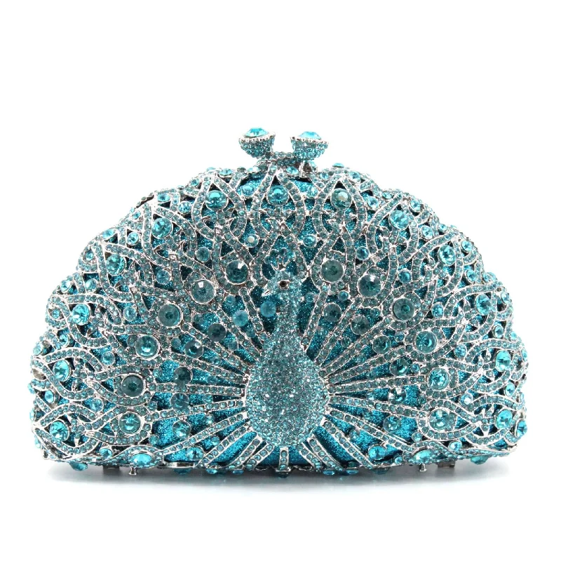 Topaz Baby Blue Peacock Clutch