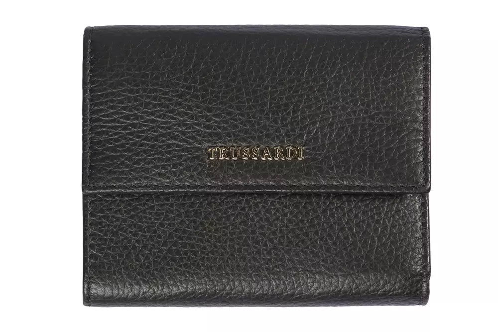 Trussardi Black Leather Women Wallet Luxury Totes, Affordable Prices