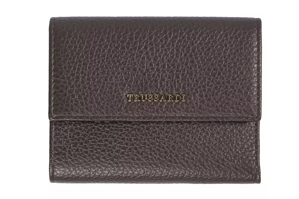 Trussardi Brown Leather Women Wallet High-End Bags, Low-End Prices