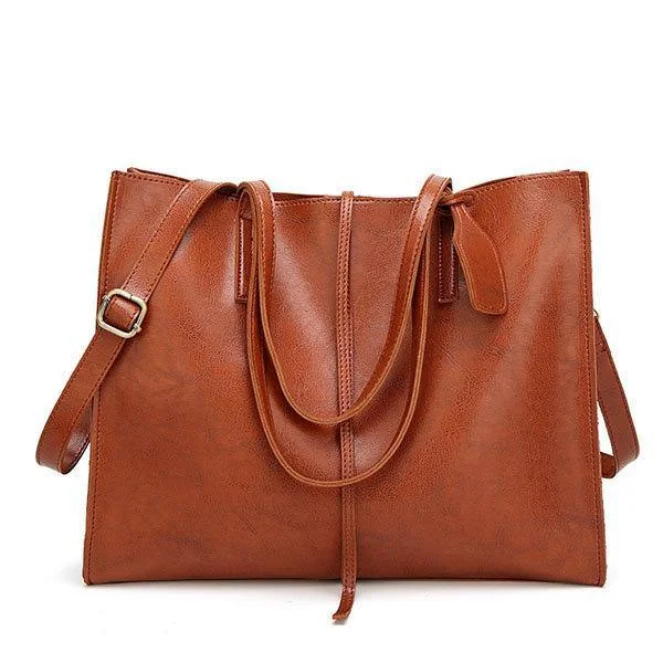 Women Brown Vintage Tote Handbags Retro Shoulder Bags Capacity Crossbody Bags