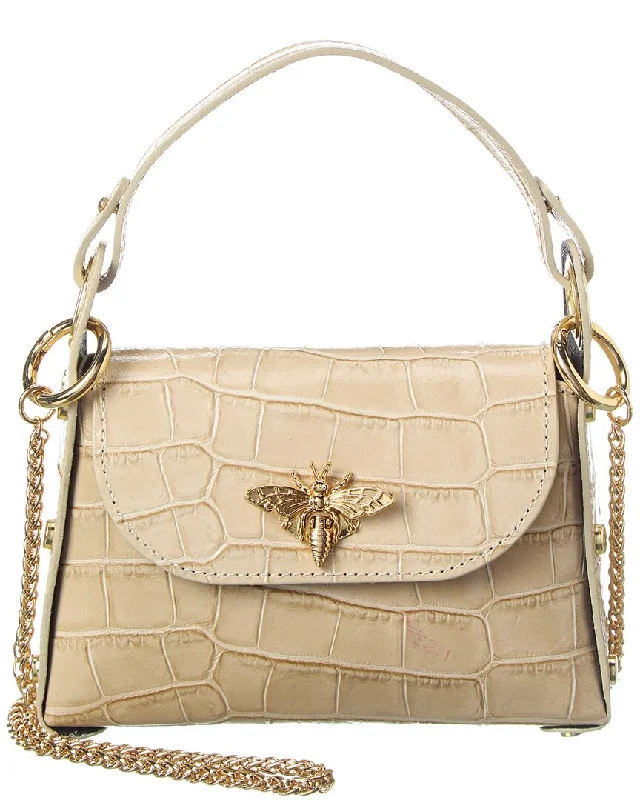 Persaman New York Bee Croc-Embossed Leather Satchel