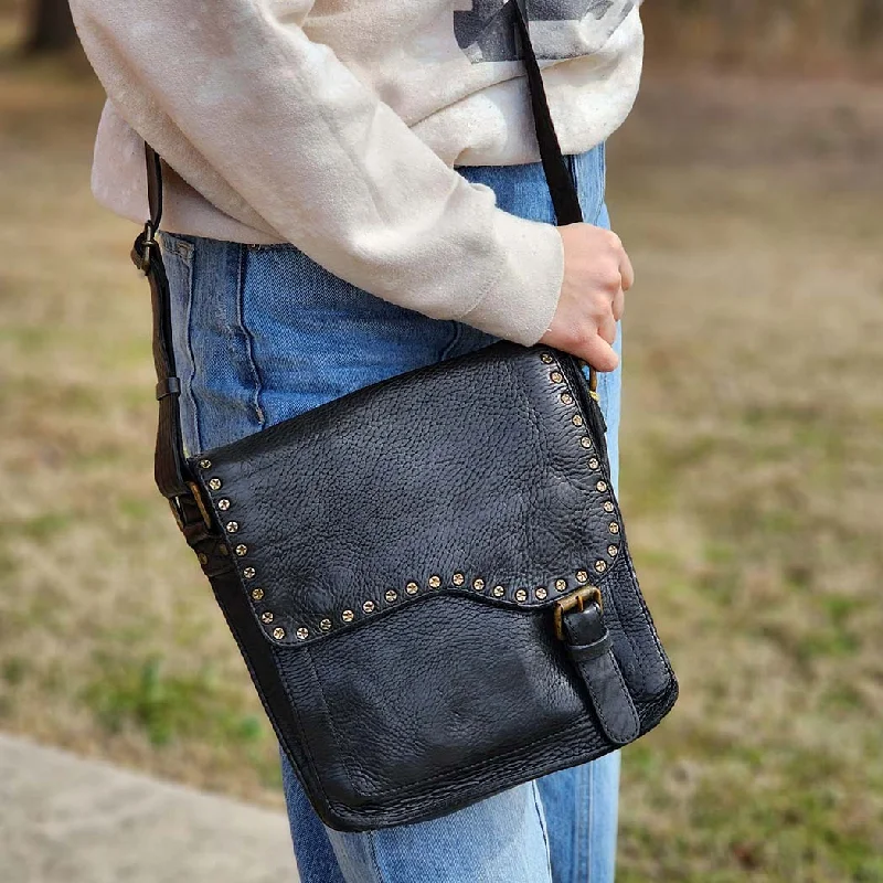 Spaghetti Western Black Messenger Buckle Bag