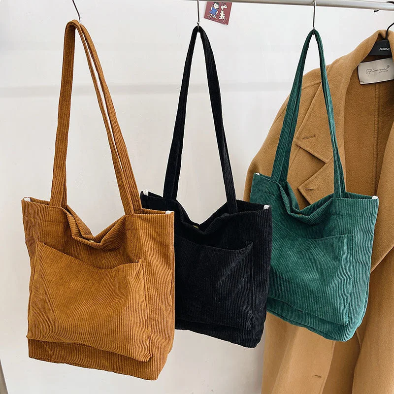 Cloth Fabric Handbag Solid Casual Tote Ladies Eco Shopping Bags korean canvas tote bag corduroy