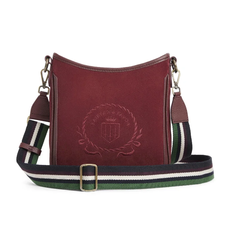 Fairfax & Favor Richmond Messenger Ladies Suede Handbag - Ruby