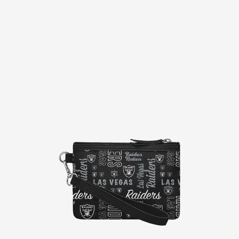 Las Vegas Raiders Spirited Style Printed Collection Repeat Logo Wristlet