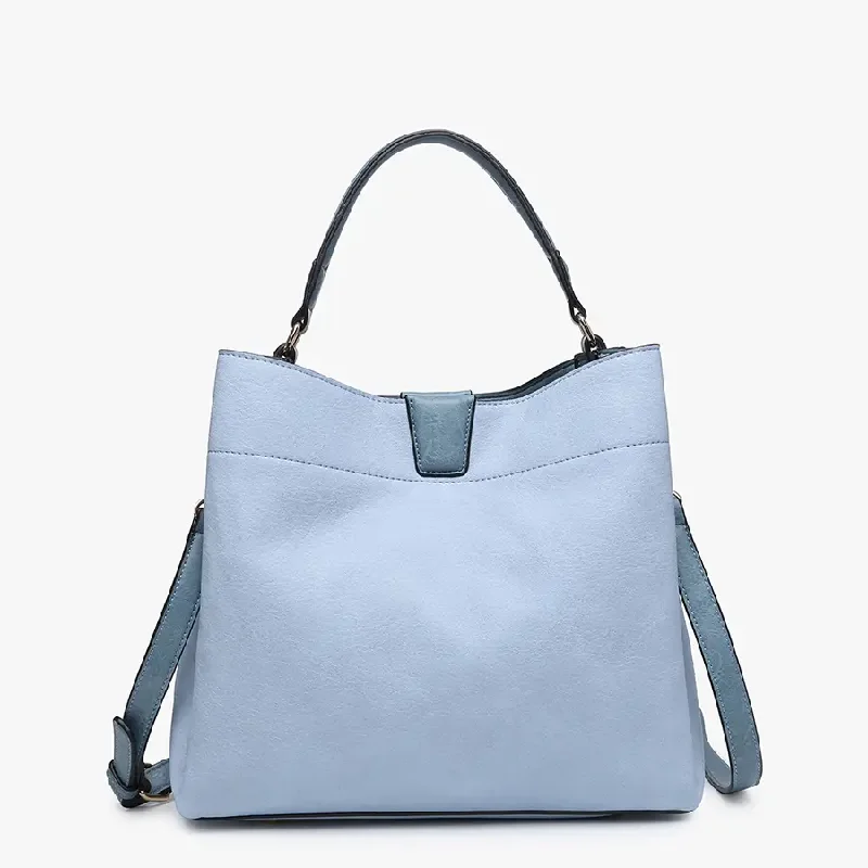 Tati Aqua-Blue Monogram Satchel