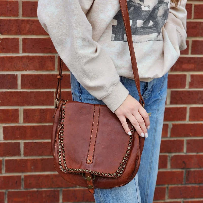 Spaghetti Western Messenger Bag W/ Studding Cognac