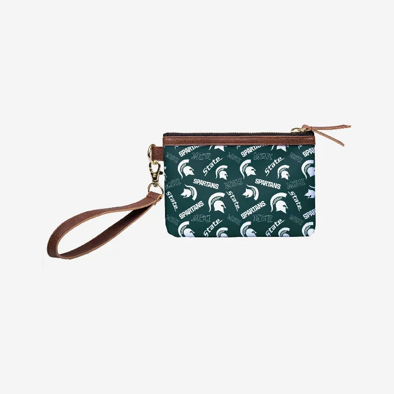 Michigan State Spartans Printed Collection Repeat Logo Wristlet