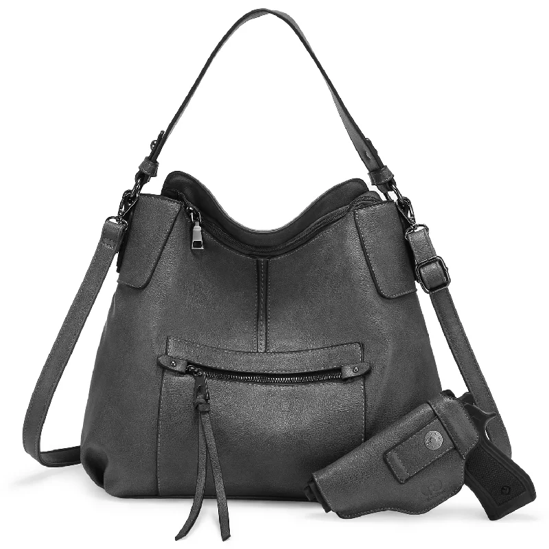 Realer 2022 designer women office hobo handbags PU leather casual tote concealed carry purses and handbags with gun holster