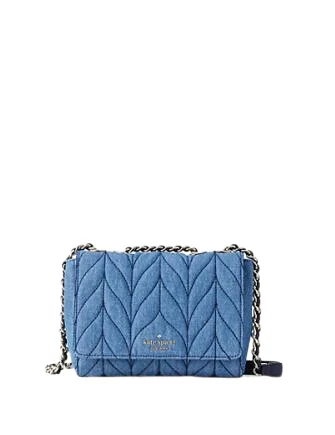 Vibrant Bags With Discounts Kate Spade New York Briar Lane Quilted Denim Mini Emelyn Crossbody Luxury Handbags At Budget-Friendly Rates