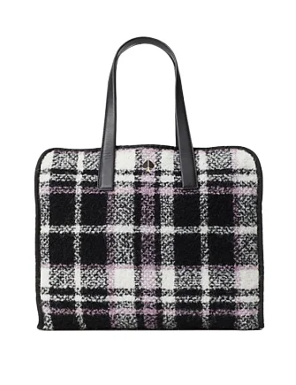 Inspired By You, Designed For You Kate Spade New York Morley Plaid Large Tote Sleek Bags, Perfect Prices